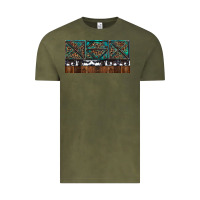 Vintage Olive Rusty Sunflowers with Cowhide and Turquoise Vintage Tee - RanaPortraitStore