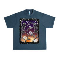 Midnight Navy halloween dancing skeletons stars Urban Heavy Tee - BarkalooDesign