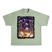 Oil Green halloween dancing skeletons stars Urban Heavy Tee - BarkalooDesign