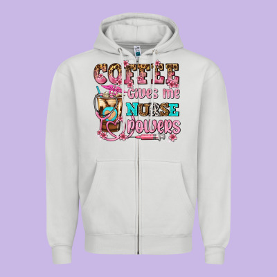 Coffee Gives Me Nurse Power Zipper Hoodie Designed By Adodesignshop