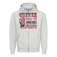 Dove Grey coffee gives me nurse power Zipper Hoodie - AdoDesignShop