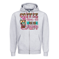 Heather Grey coffee gives me nurse power Zipper Hoodie - AdoDesignShop