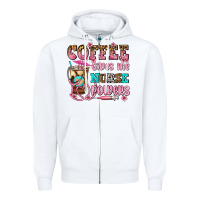 White coffee gives me nurse power Zipper Hoodie - AdoDesignShop