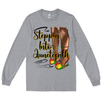 Heather Grey steppin' into juneteenth heels Long Sleeve Tee - HRA Design Shop