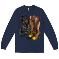 Navy steppin' into juneteenth heels Long Sleeve Tee - HRA Design Shop
