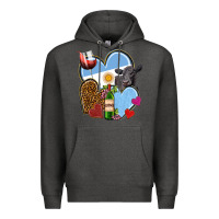Charcoal Heather Argentina hearts Premium Hoodie - NancyCooperArtShop