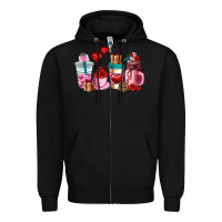 Black valentines day roses coffee cups Zipper Hoodie - AdoDesignShop
