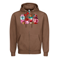 Chestnut valentines day roses coffee cups Zipper Hoodie - AdoDesignShop