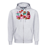 Heather Grey valentines day roses coffee cups Zipper Hoodie - AdoDesignShop
