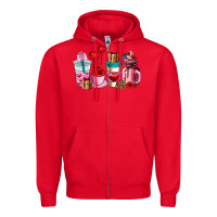 Red valentines day roses coffee cups Zipper Hoodie - AdoDesignShop