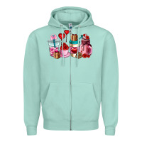 Seafoam valentines day roses coffee cups Zipper Hoodie - AdoDesignShop