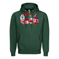 Sports Green valentines day roses coffee cups Zipper Hoodie - AdoDesignShop