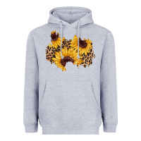 Heather Grey sunflower leopard patch Heavyweight Hoodie - AdoDesignShop