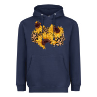 Navy sunflower leopard patch Heavyweight Hoodie - AdoDesignShop