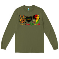 Army Green peace love juneteenth raised fist Long Sleeve Tee - HRA Design Shop