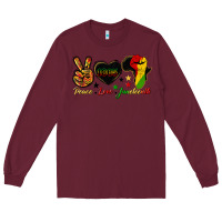 Burgundy peace love juneteenth raised fist Long Sleeve Tee - HRA Design Shop