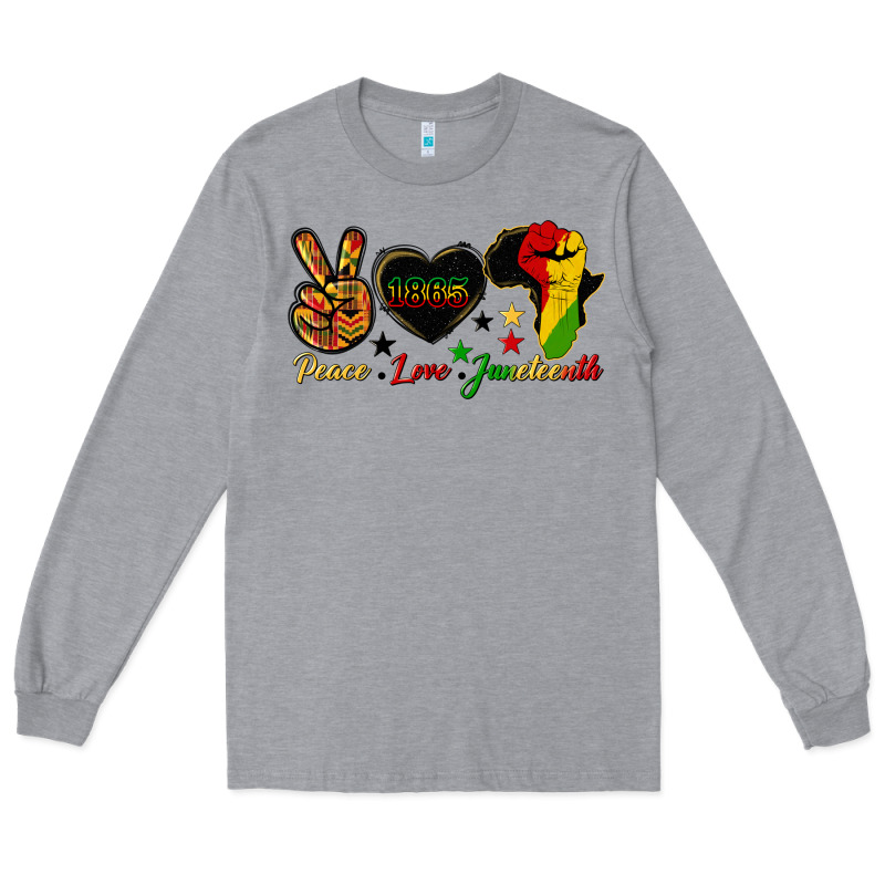 Peace Love Juneteenth Raised Fist Long Sleeve Tee by HRA Design Shop | Teevron
