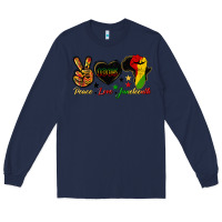 Navy peace love juneteenth raised fist Long Sleeve Tee - HRA Design Shop
