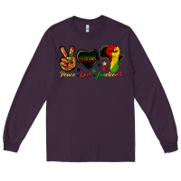 Plum peace love juneteenth raised fist Long Sleeve Tee - HRA Design Shop