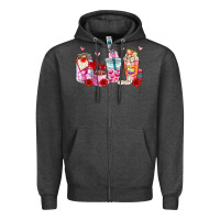 Charcoal Heather valentines day coffee cup Zipper Hoodie - AdoDesignShop