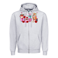 Heather Grey valentines day coffee cup Zipper Hoodie - AdoDesignShop