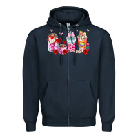 Navy valentines day coffee cup Zipper Hoodie - AdoDesignShop