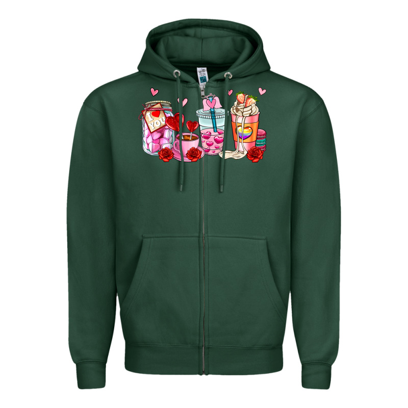 Valentines Day Coffee Cup Zipper Hoodie by AdoDesignShop | Teevron