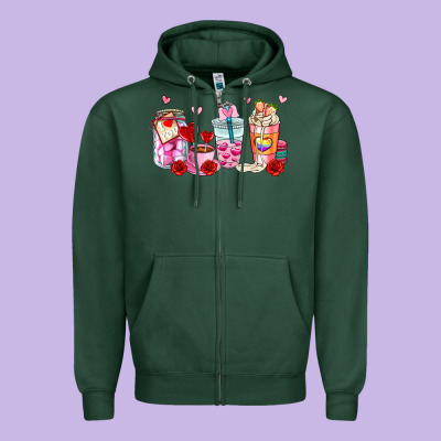 Valentines Day Coffee Cup Zipper Hoodie Designed By Adodesignshop