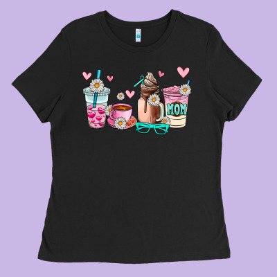 Mom Coffee Cup Ladies Tee Designed By Adodesignshop