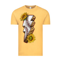 Vintage Mustard sport baseball  lightning bolt Vintage Tee - texasbilliewilder