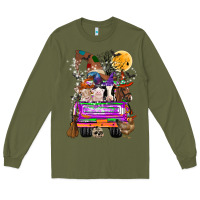 Army Green Hallloween Farm animals Truck Long Sleeve Tee - CowhideDigitalArt