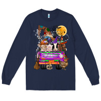 Navy Hallloween Farm animals Truck Long Sleeve Tee - CowhideDigitalArt