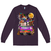 Plum Hallloween Farm animals Truck Long Sleeve Tee - CowhideDigitalArt