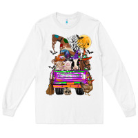 White Hallloween Farm animals Truck Long Sleeve Tee - CowhideDigitalArt