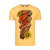 Vintage Mustard sport basketball lightning bolt Vintage Tee - texasbilliewilder