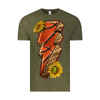 Vintage Olive sport basketball lightning bolt Vintage Tee - texasbilliewilder