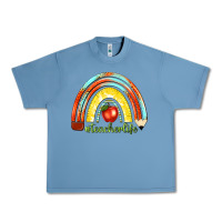Pebble Blue teacher life with rainbow Urban Heavy Tee - texasbilliewilder