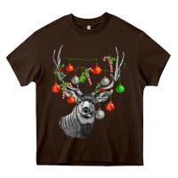 Chocolate Brown Mule deer with Heavy Core Tee - LillyAllenDesigns