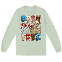 Matcha Born to be free with skeleton 4th of july Long Sleeve Tee - Neo Western