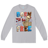 Moon Dust Born to be free with skeleton 4th of july Long Sleeve Tee - Neo Western