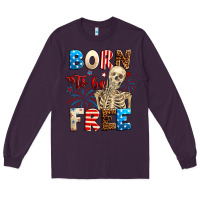 Plum Born to be free with skeleton 4th of july Long Sleeve Tee - Neo Western