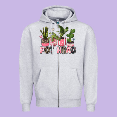 Pot Head Plants Zipper Hoodie Designed By Jahusdesignshop