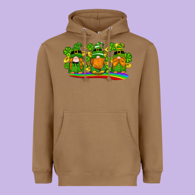 St Patricks Day Gnomes Shamrock Gold Rainbow Heavyweight Hoodie Designed By Artiststas