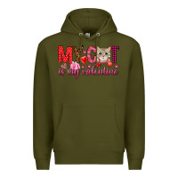 Army Green my cat is my valentine Premium Hoodie - NancyCooperArtShop