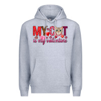 Heather Grey my cat is my valentine Premium Hoodie - NancyCooperArtShop