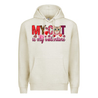 Oatmeal Heather my cat is my valentine Premium Hoodie - NancyCooperArtShop