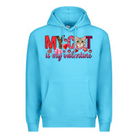 Ocean Blue my cat is my valentine Premium Hoodie - NancyCooperArtShop