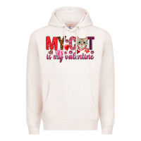 Pale Pink my cat is my valentine Premium Hoodie - NancyCooperArtShop