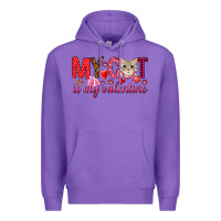 Purple my cat is my valentine Premium Hoodie - NancyCooperArtShop