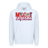 White my cat is my valentine Premium Hoodie - NancyCooperArtShop